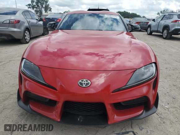 2021 Toyota GR Supra 3.0 with VIN WZ1DB0C06MW034973, listed as a Copart auction lot 59901174 with 0 mi miles and Salvage Title. Bid and sale history available at carsss.com. Image 5.