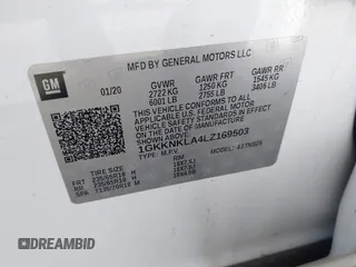 2020 GMC Acadia SLE with VIN 1GKKNKLA4LZ169503, listed as a IAAI auction lot 42229228 with 92,547 mi miles and . Bid and sale history available at DreamBid. Image 9.