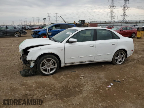 2007 Audi A4 2.0T with VIN WAUDF78E67A184080, listed as a Copart auction lot 47396885 with 195,545 mi miles and Salvage Title. Bid and sale history available at carsss.com. Image 1.