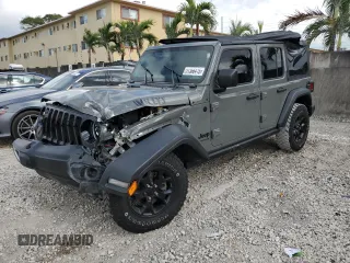 2021 Jeep Wrangler Unlimited Willys с VIN 1C4HJXDM6MW628041, выставлен на аукционе Copart как лот 51366415 с пробегом 22 697 миль миль и Списание • Salvage title. История ставок и продаж доступна на DreamBid. Изображение 1.