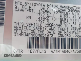 2013 Toyota Tacoma with VIN 3TMMU4FN8DM054973, listed as a IAAI auction lot 41659232 with 113,734 mi miles. Bid and sale history available at carsss.com. Image 9.