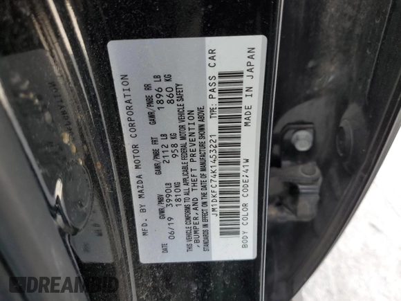2019 Mazda CX-3 Touring with VIN JM1DKFC74K1453221, listed as a Copart auction lot 49448805 with 63,031 mi miles and Salvage Title. Bid and sale history available at carsss.com. Image 15.