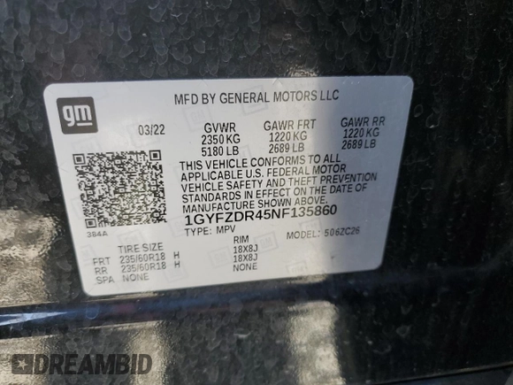 2022 Cadillac XT4 AWD Premium Luxury с VIN 1GYFZDR45NF135860, выставлен на аукционе Copart как лот 85205714 с пробегом 39 495 миль миль и Списание • Salvage title. История ставок и продаж доступна на DreamBid. Изображение 15.