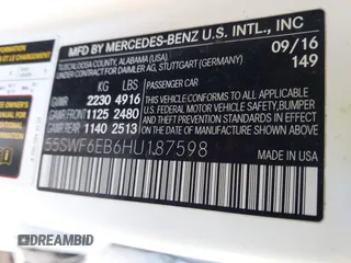 2017 Mercedes-Benz C 43 AMG с VIN 55SWF6EB6HU187598, выставлен на аукционе IAAI как лот 42539960 с пробегом 92 732 миль миль и . История ставок и продаж доступна на DreamBid. Изображение 9.