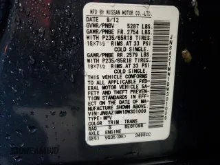 2013 Nissan Murano SV with VIN JN8AZ1MW1DW301009, listed as a Copart auction lot 67237214 with 77,802 mi miles and Salvage Title. Bid and sale history available at carsss.com. Image 13.