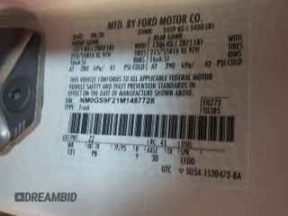 2021 Ford Transit Connect XLT with VIN NM0GS9F21M1487728, listed as a Copart auction lot 56324112 with 25,450 mi miles and . Bid and sale history available at DreamBid. Image 10.