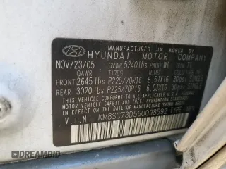 2006 Hyundai Santa Fe GLS with VIN KM8SC73D56U098592, listed as a Copart auction lot 53547375 with 189,269 mi miles and Salvage Title. Bid and sale history available at carsss.com. Image 13.