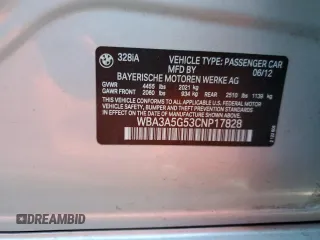 2012 BMW 3 Series 328i with VIN WBA3A5G53CNP17828, listed as a Copart auction lot 80922644 with 145,716 mi miles and Salvage Title. Bid and sale history available at carsss.com. Image 12.