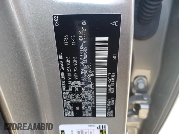 2022 Lexus NX with VIN 2T2GGCEZXNC010787, listed as a Copart auction lot 42807755 with 7,646 mi miles and Salvage Title. Bid and sale history available at carsss.com. Image 13.