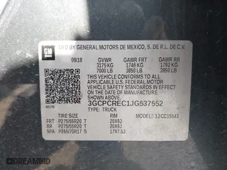 2018 Chevrolet Silverado 1500 LT with VIN 3GCPCREC1JG537552, listed as a IAAI auction lot 41944899 with 92,075 mi miles. Bid and sale history available at carsss.com. Image 9.