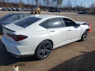 2021 Acura TLX w/A-Spec Package with VIN 19UUB5F54MA017011, listed as a IAAI auction lot 41764669 with 38,626 mi miles. Bid and sale history available at carsss.com. Image 4.