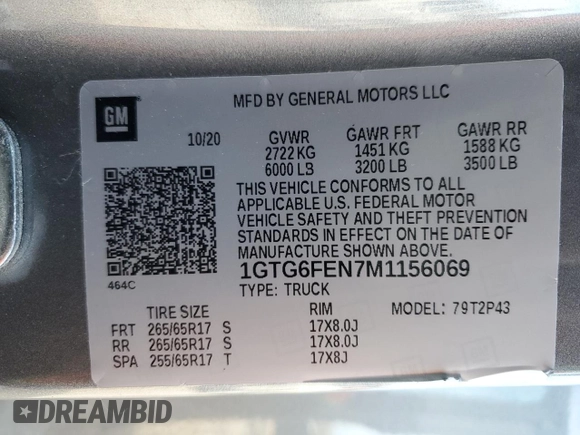 2021 GMC Canyon 4WD AT4 w/Leather with VIN 1GTG6FEN7M1156069, listed as a Copart auction lot 89345225 with 66,164 mi miles and Salvage Title. Bid and sale history available at carsss.com. Image 14.