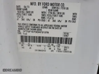2013 Ford F-150 XL with VIN 1FTNF1EF9DKF21378, listed as a Copart auction lot 73267864 with 97,481 mi miles and Salvage Title. Bid and sale history available at carsss.com. Image 14.