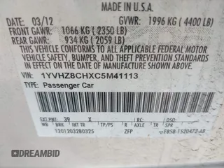 2012 Mazda 6 i Grand Touring с VIN 1YVHZ8CHXC5M41113, выставлен на аукционе IAAI как лот 42549108 с пробегом 150 413 миль миль и . История ставок и продаж доступна на DreamBid. Изображение 9.