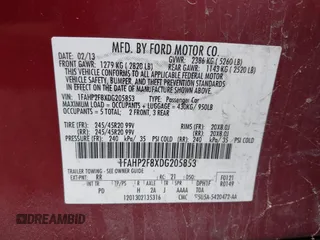 2013 Ford Taurus Limited with VIN 1FAHP2F8XDG205853, listed as a IAAI auction lot 42674121 with 211,637 mi miles and . Bid and sale history available at DreamBid. Image 9.