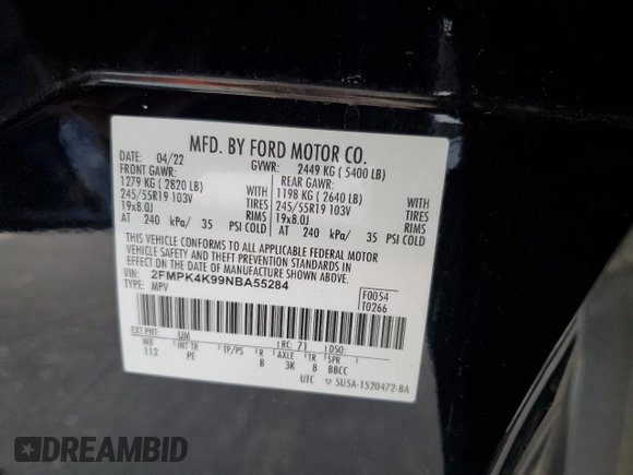 2022 Ford Edge Titanium with VIN 2FMPK4K99NBA55284, listed as a Copart auction lot 50107305 with 71,299 mi miles and Clean Title. Bid and sale history available at carsss.com. Image 14.