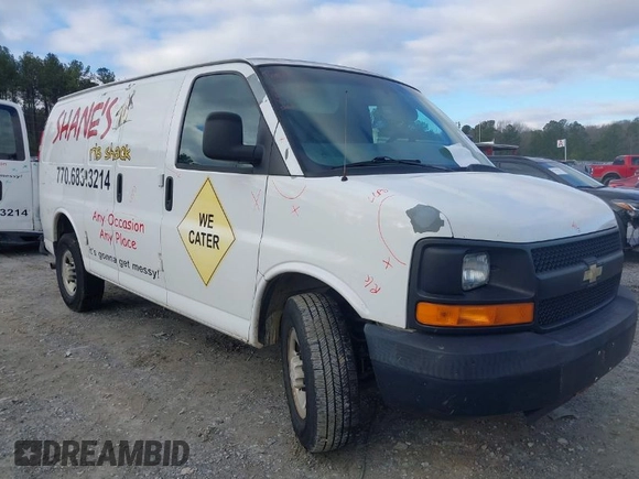 2008 Chevrolet Express Cargo Van with VIN 1GCGG25C381100754, listed as a IAAI auction lot 41739374 with 149,448 mi miles. Bid and sale history available at carsss.com. Image 1.