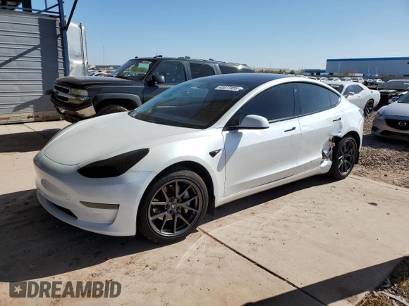 2021 Tesla Model 3 Standard Range Plus with VIN 5YJ3E1EA7MF978749, listed as a Copart auction lot 43377955 with 51,871 mi miles and Salvage Title. Bid and sale history available at carsss.com. Image 1.