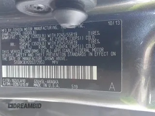 2013 Toyota Highlander Limited with VIN 5TDDK3EH2DS272953, listed as a IAAI auction lot 42582802 with 144,482 mi miles and . Bid and sale history available at DreamBid. Image 9.