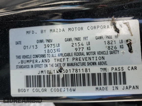 2013 Mazda 3 i Grand Touring with VIN JM1BL1W76D1781181, listed as a Copart auction lot 51664425 with 175,052 mi miles and Salvage Title. Bid and sale history available at carsss.com. Image 12.