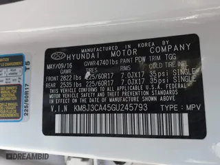2016 Hyundai Tucson SE with VIN KM8J3CA45GU245793, listed as a IAAI auction lot 41601244 with 116,701 mi miles. Bid and sale history available at carsss.com. Image 9.