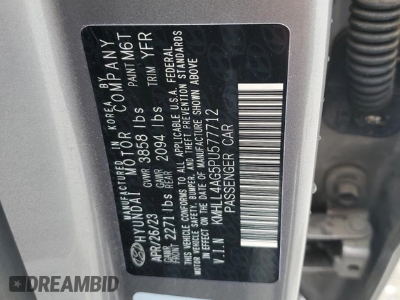 2023 Hyundai Elantra SE with VIN KMHLL4AG5PU577712, listed as a Copart auction lot 53901585 with 53,170 mi miles and Clean title. Bid and sale history available at DreamBid. Image 12.