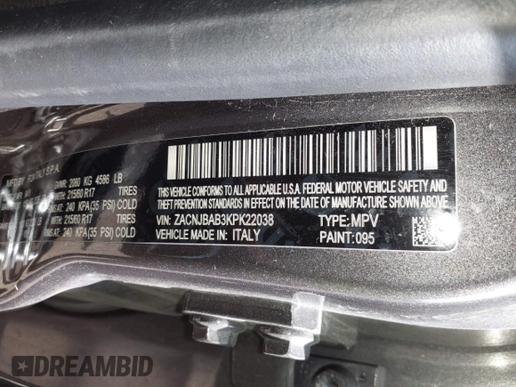 2019 Jeep Renegade Sport z VIN ZACNJBAB3KPK22038, wystawiony jako IAAI lot #42055822 z przebiegiem 75 845 mil mil oraz . Historia ofert i sprzedaży dostępna na DreamBid. Obrazek 9.