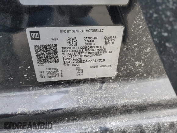 2023 Chevrolet Silverado 1500 LT with VIN 1GCRDDED4PZ314318, listed as a Copart auction lot 42052525 with 27,815 mi miles and Salvage Title. Bid and sale history available at carsss.com. Image 12.