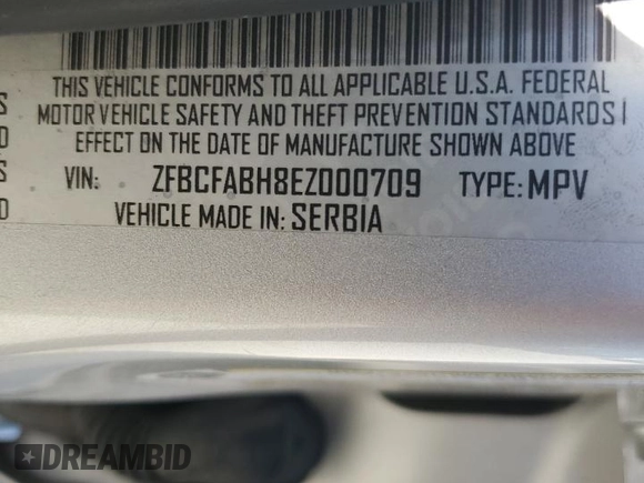 2014 FIAT 500L Easy with VIN ZFBCFABH8EZ000709, listed as a Copart auction lot 82097694 with 72,984 mi miles and Salvage title. Bid and sale history available at DreamBid. Image 14.