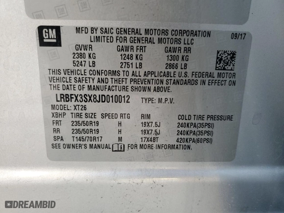 2018 Buick Envision Premium with VIN LRBFX3SX8JD010012, listed as a Copart auction lot 81798894 with 62,620 mi miles and Salvage Title. Bid and sale history available at carsss.com. Image 12.