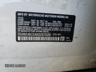 2019 BMW X6 xDrive50i with VIN 5UXKU6C5XK0Z67028, listed as a Copart auction lot 43706945 with 88,563 mi miles and Salvage Title. Bid and sale history available at carsss.com. Image 14.