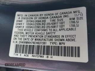 2014 Honda CR-V EX-L with VIN 2HKRM4H74EH631591, listed as a IAAI auction lot 41773777 with 159,733 mi miles. Bid and sale history available at carsss.com. Image 9.