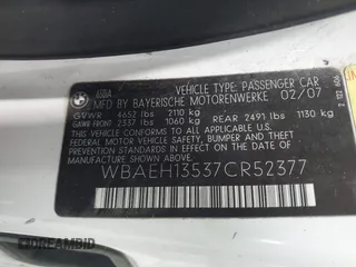 2007 BMW 6 Series 650i z VIN WBAEH13537CR52377, wystawiony jako IAAI lot #42156266 z przebiegiem 139 475 mil mil oraz . Historia ofert i sprzedaży dostępna na DreamBid. Obrazek 9.