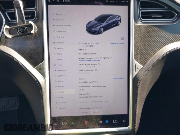 2017 Tesla Model S 100D with VIN 5YJSA1E29HF204881, listed as a IAAI auction lot 41785767 with 146,523 mi miles and . Bid and sale history available at DreamBid. Image 7.