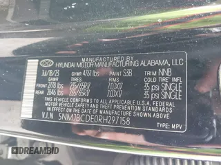 2024 Hyundai Tucson SEL with VIN 5NMJBCDE0RH297158, listed as a IAAI auction lot 42135540 with 39,015 mi miles. Bid and sale history available at carsss.com. Image 9.
