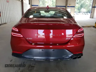 2023 Genesis G70 2.0T with VIN KMTG34TA8PU122367, listed as a Copart auction lot 70726154 with 15,475 mi miles and Salvage Title. Bid and sale history available at carsss.com. Image 6.