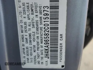 2002 Acura RL z VIN JH4KA96582C015973, wystawiony jako Copart lot #47852245 z przebiegiem 163 413 mil mil oraz Szkody całkowita. Historia ofert i sprzedaży dostępna na DreamBid. Obrazek 15.