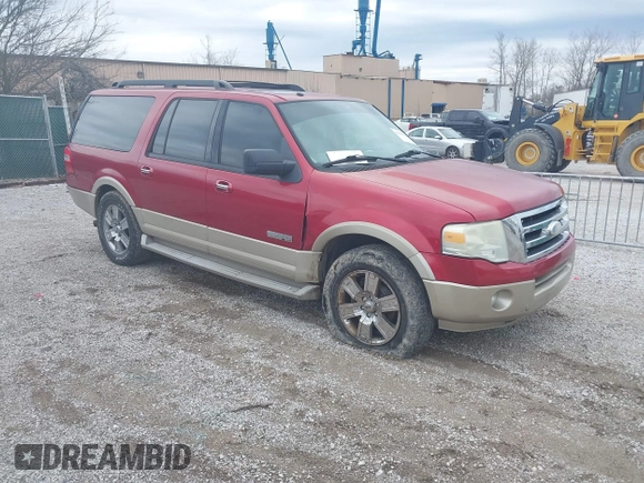 2007 Ford Expedition Max Eddie Bauer with VIN 1FMFK18587LA86155, listed as a IAAI auction lot 41520120 with 232,140 mi miles and . Bid and sale history available at DreamBid. Image 1.