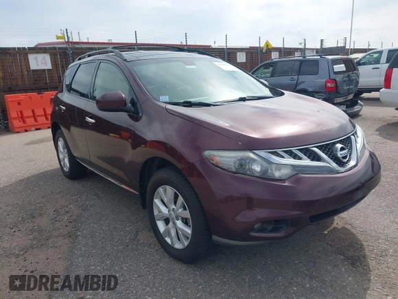 2014 Nissan Murano S with VIN JN8AZ1MW5EW529631, listed as a IAAI auction lot 42385719 with 168,182 mi miles and . Bid and sale history available at DreamBid. Image 1.