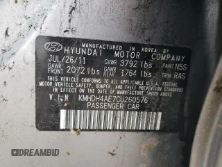 2012 Hyundai Elantra Limited with VIN KMHDH4AE7CU260576, listed as a Copart auction lot 57250045 with 148,418 mi miles and Salvage title. Bid and sale history available at DreamBid. Image 12.
