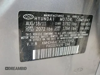 2012 Hyundai Elantra Limited with VIN KMHDH4AE3CU277052, listed as a Copart auction lot 65641075 with 286,209 mi miles and Clean title. Bid and sale history available at DreamBid. Image 12.