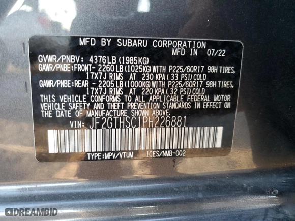 2023 Subaru Crosstrek Sport with VIN JF2GTHSC1PH226881, listed as a Copart auction lot 41635105 with 26,182 mi miles and Salvage Title. Bid and sale history available at carsss.com. Image 15.