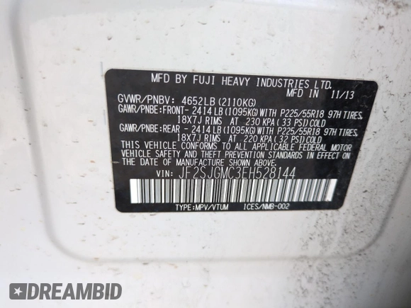 2014 Subaru Forester XT Touring with VIN JF2SJGMC3EH528144, listed as a Copart auction lot 55780445 with 109,361 mi miles and Salvage title. Bid and sale history available at DreamBid. Image 12.
