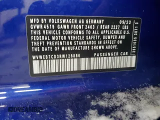 2024 Volkswagen Golf z VIN WVWEB7CD3RW126886, wystawiony jako Copart lot #82587824 z przebiegiem 32 090 mil mil oraz Szkoda całkowita • Salvage title. Historia ofert i sprzedaży dostępna na DreamBid. Obrazek 14.