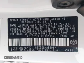 2019 Toyota Avalon XLE z VIN 4T1BZ1FB5KU031152, wystawiony jako IAAI lot #42412995 z przebiegiem 51 243 mil mil oraz . Historia ofert i sprzedaży dostępna na DreamBid. Obrazek 9.