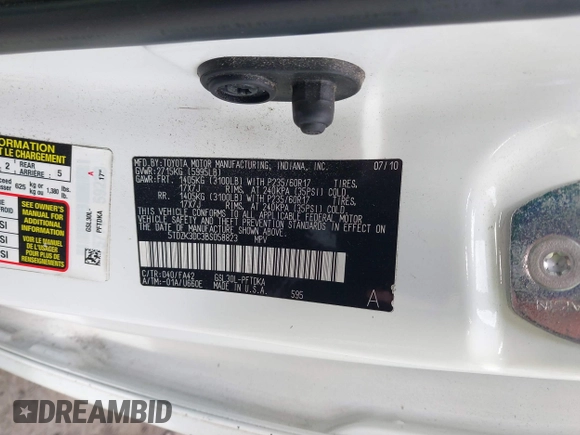 2011 Toyota Sienna with VIN 5TDZK3DC3BS058823, listed as a IAAI auction lot 41654859 with 227,969 mi miles. Bid and sale history available at carsss.com. Image 9.