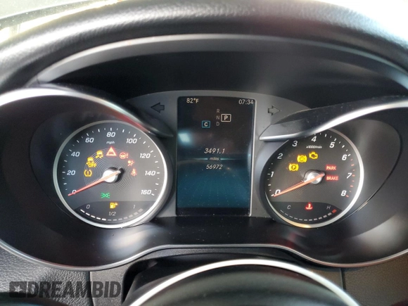 2019 Mercedes-Benz C 300 with VIN WDDWF8DB2KR502810, listed as a Copart auction lot 60519765 with 56,972 mi miles and Salvage title. Bid and sale history available at DreamBid. Image 9.