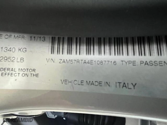 2014 Maserati Ghibli S Q4 with VIN ZAM57RTA4E1087716, listed as a Copart auction lot 76995774 with NaN miles and Clean Title. Bid and sale history available at carsss.com. Image 10.