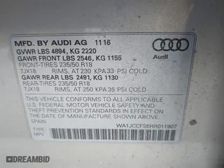 2017 Audi Q3 Premium Plus with VIN WA1JCCFS5HR011907, listed as a IAAI auction lot 41675496 with 102,591 mi miles. Bid and sale history available at carsss.com. Image 9.