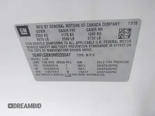 2017 Chevrolet Equinox Premier z VIN 2GNFLGEK9H6229047, wystawiony jako IAAI lot #42330100 z przebiegiem 86 096 mil mil oraz . Historia ofert i sprzedaży dostępna na DreamBid. Obrazek 9.